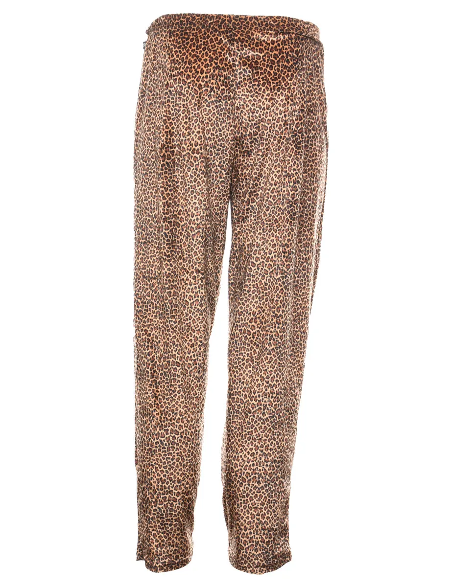 1990s Leopard Print Velour Trousers - W28 L29