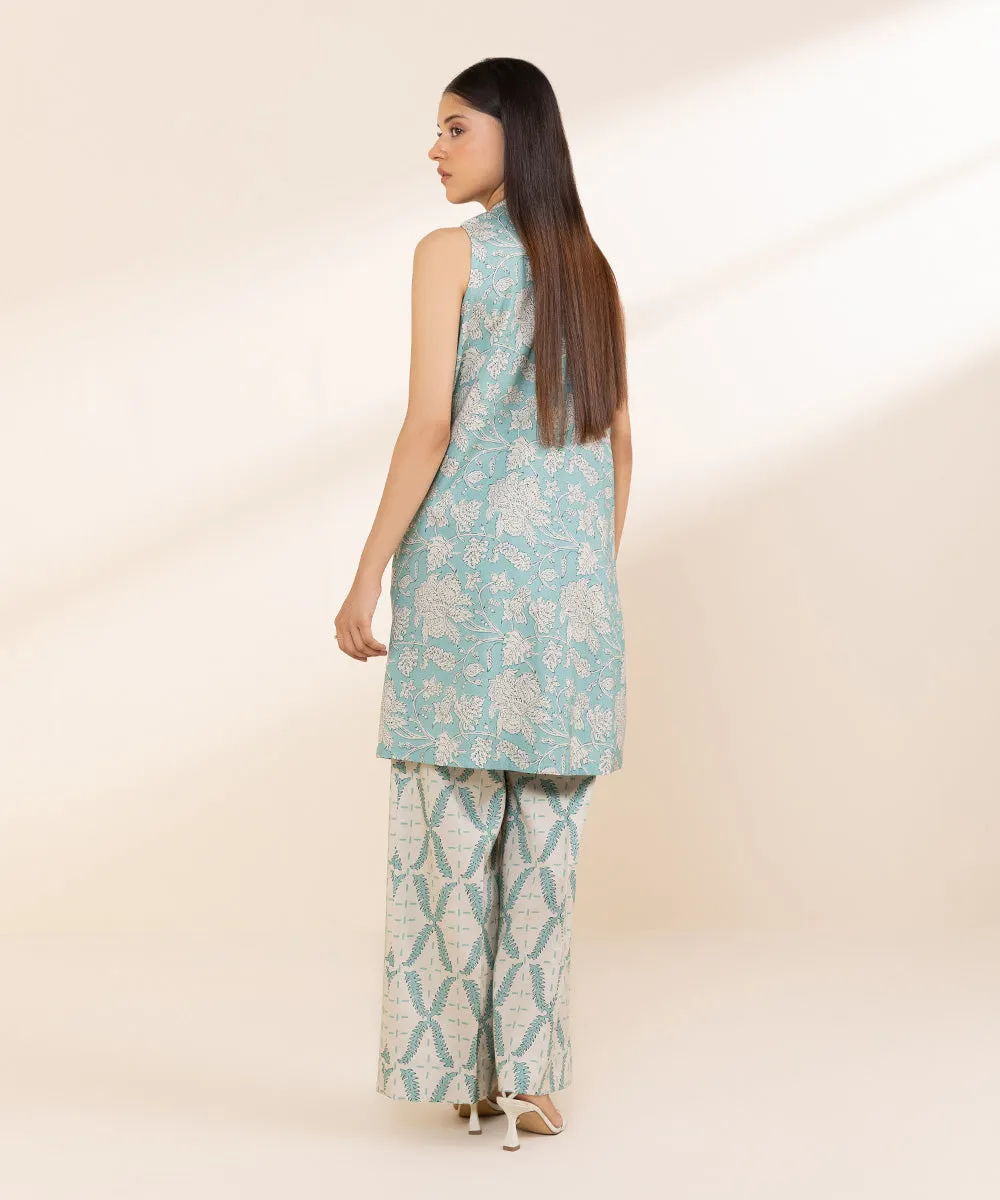 2 Piece - Printed Linen Suit