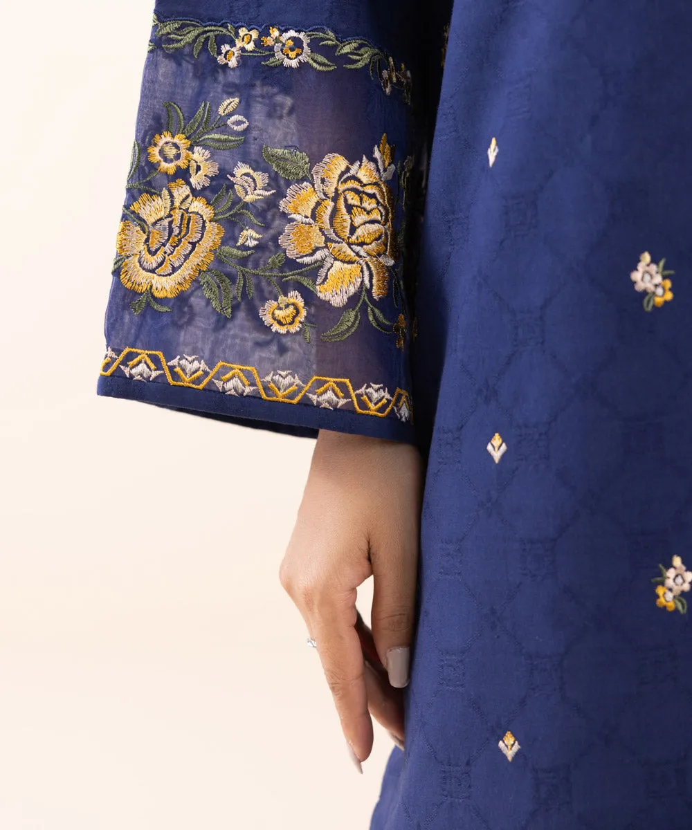 3 Piece - Embroidered Cotton Jacquard Suit