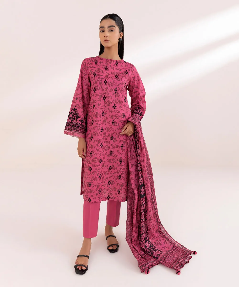 3 Piece - Embroidered Lawn Suit-Pedy24Dfv416