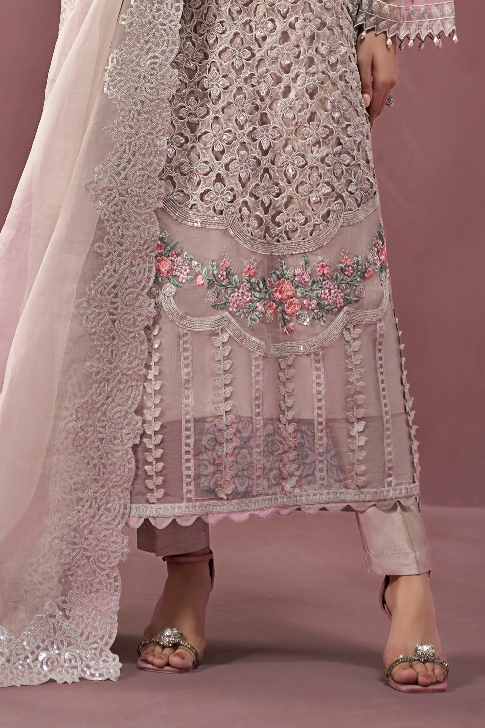 3 Piece Embroidered Organza Suit | SF-W24-69