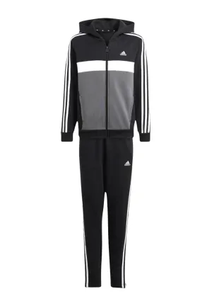 Adidas children's tracksuit in fleece cotton Tiberio 3 stripes IB4094 black-white-grey