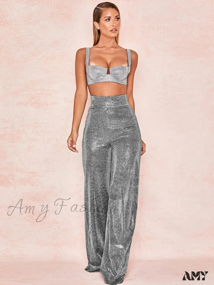 Amy Fashion - Wide Flare Leg Zipper Pants