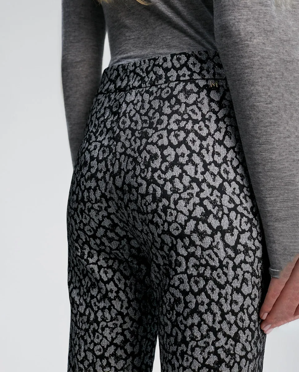 Animal print jacquard trousers