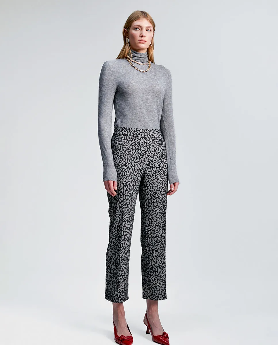 Animal print jacquard trousers