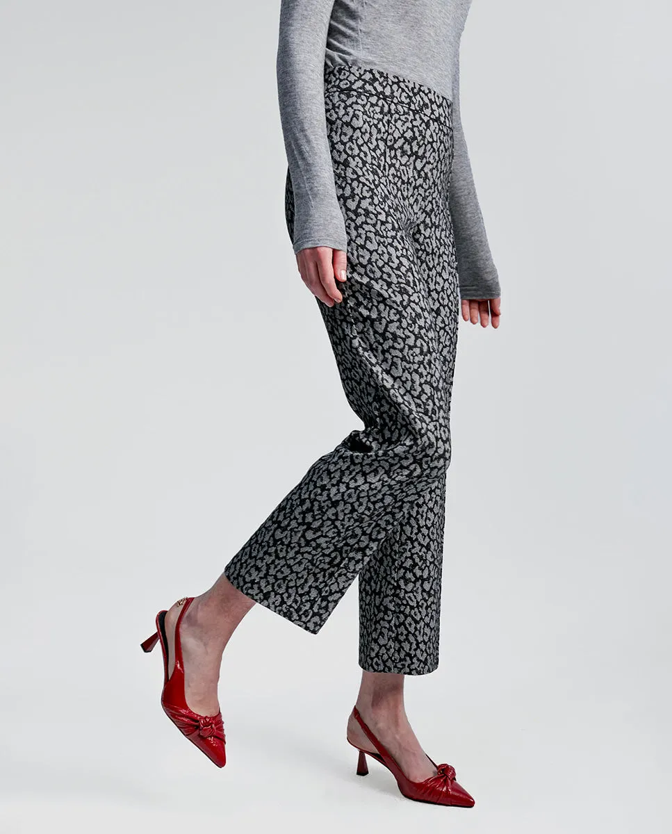 Animal print jacquard trousers