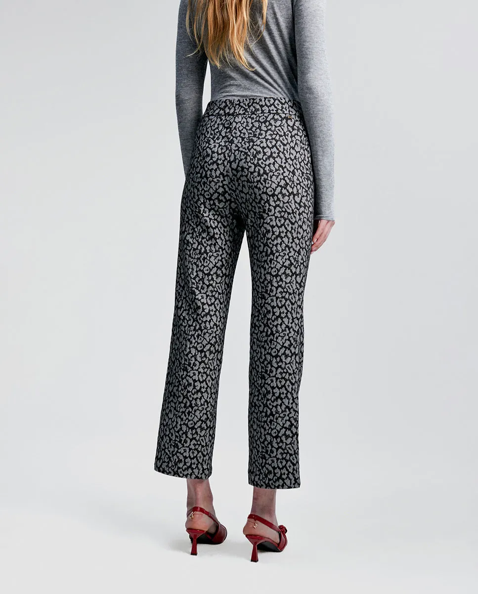 Animal print jacquard trousers