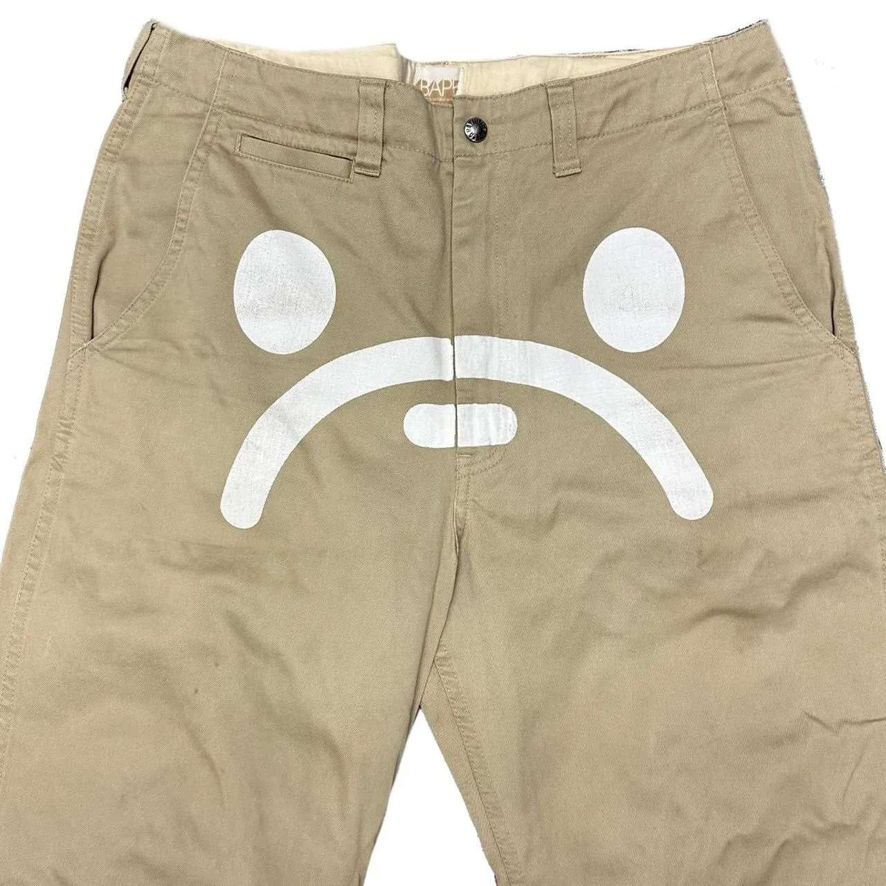 Bape Baby Milo Sad Face Beige Trousers ( M / W32 )