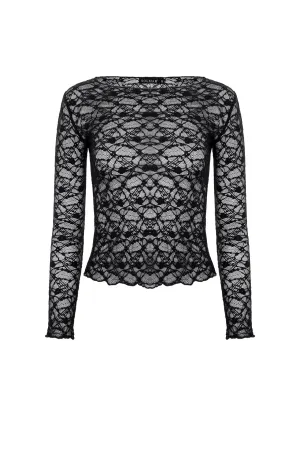 Black Lace Long Sleeve Top