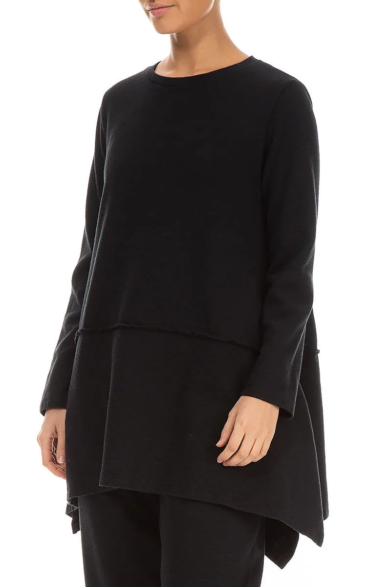 Black Rib Cotton Wool Tunic