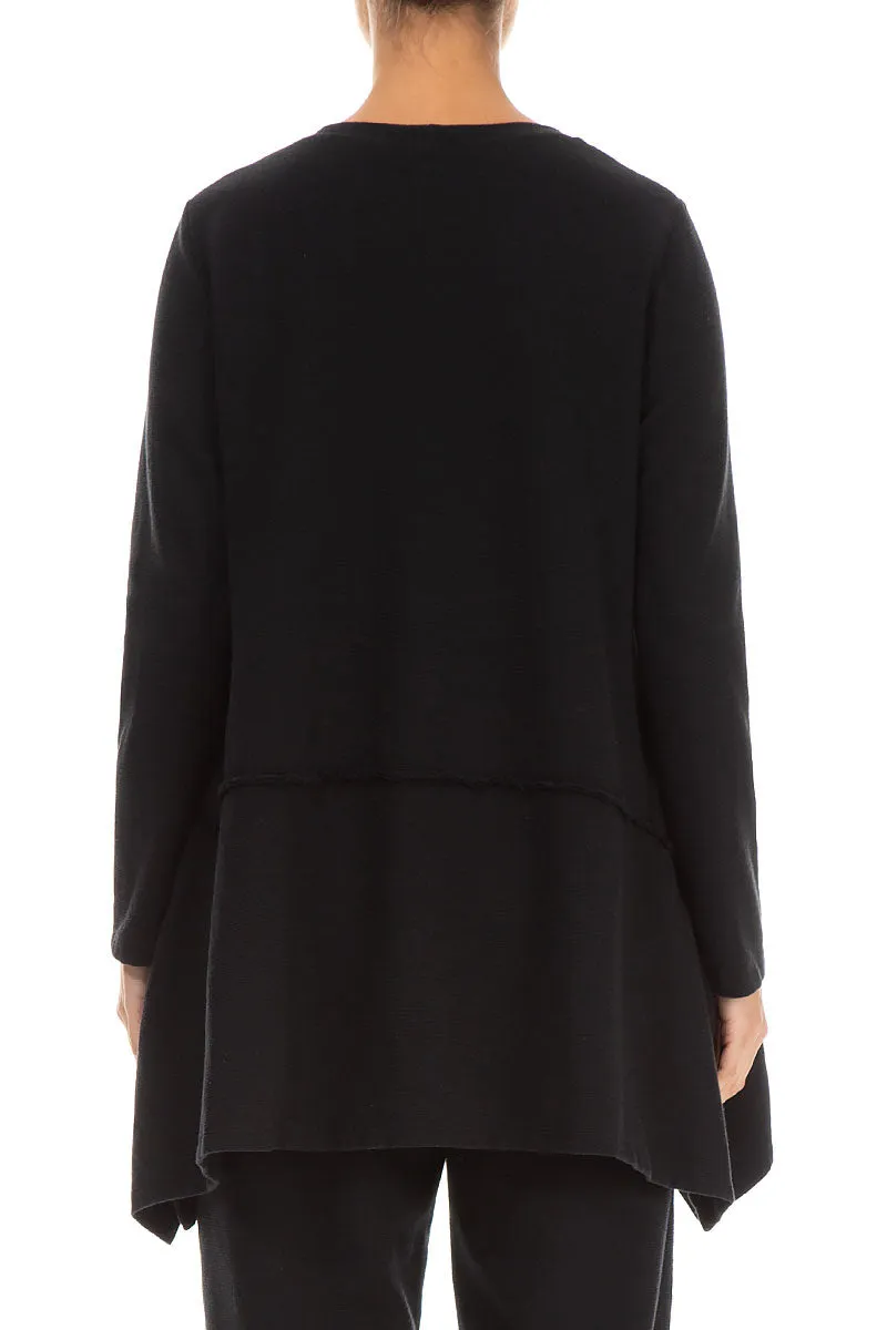 Black Rib Cotton Wool Tunic