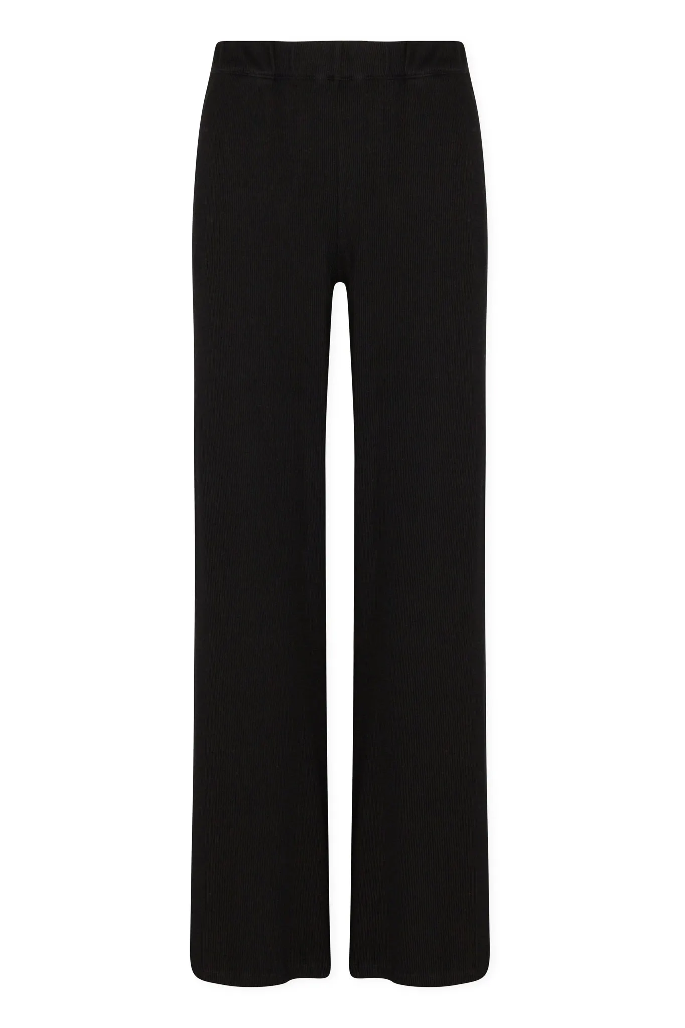 Black Rib Wide Leg Pants