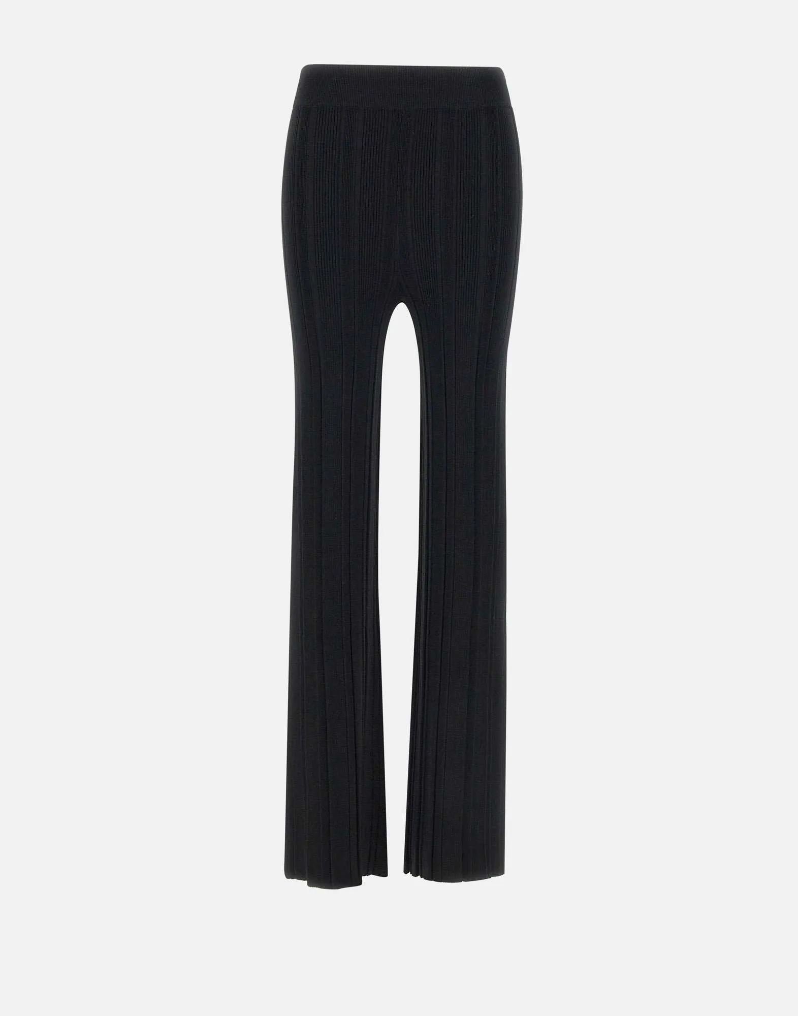 Black Ribbed Knit Slim Fit Trousers