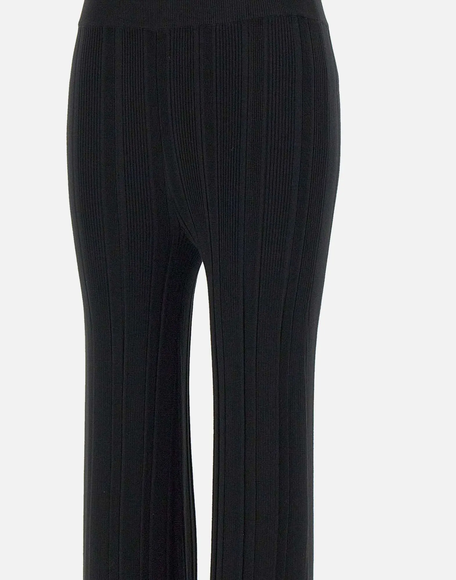 Black Ribbed Knit Slim Fit Trousers