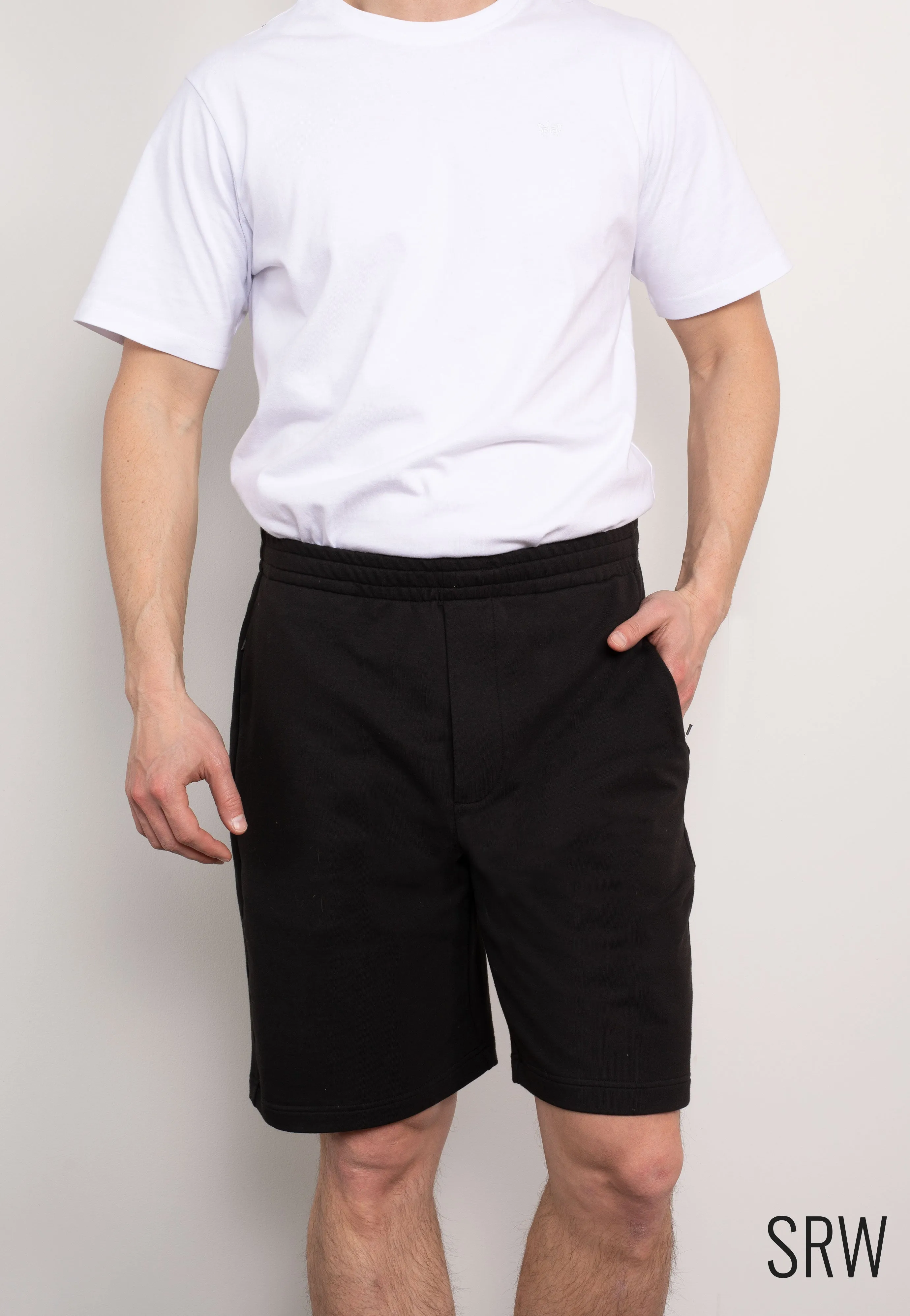 Black Stretch Cotton Blend Sweat Shorts