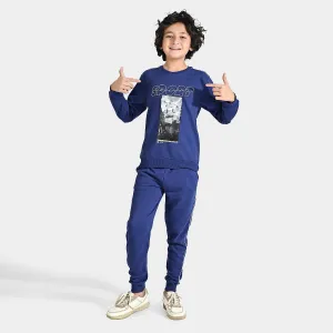 Boys Cotton Terry 2 Piece Suit Skate-Navy Blue