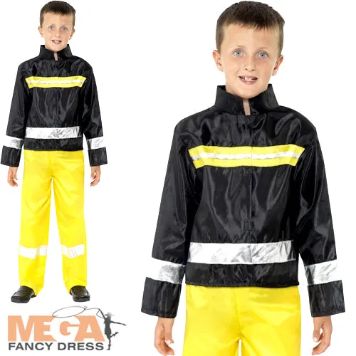 Boys Emergency Services Firefighter Crew Fancy Dress Costume