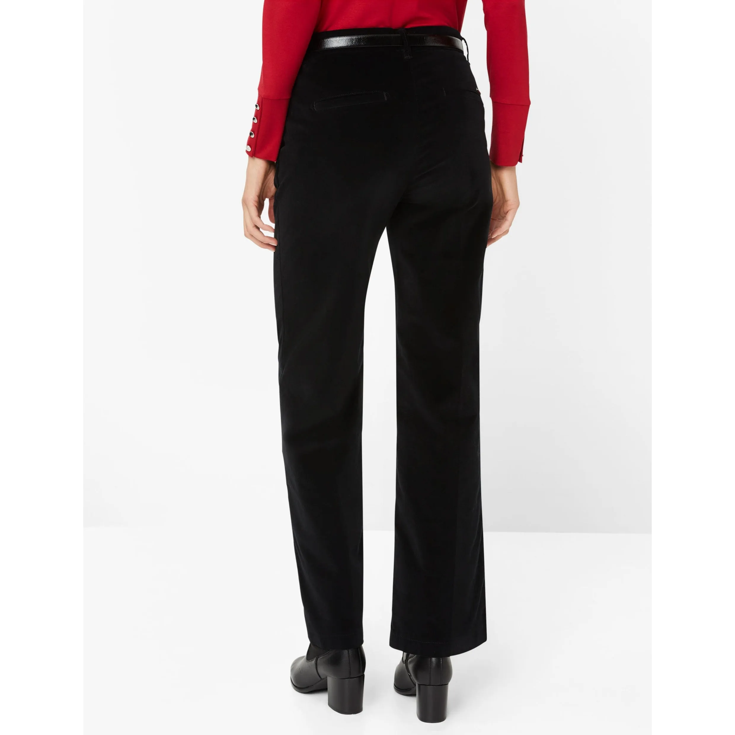 Brax Maine Clean Velvet Palazzo Trousers in Black 75-1038/02