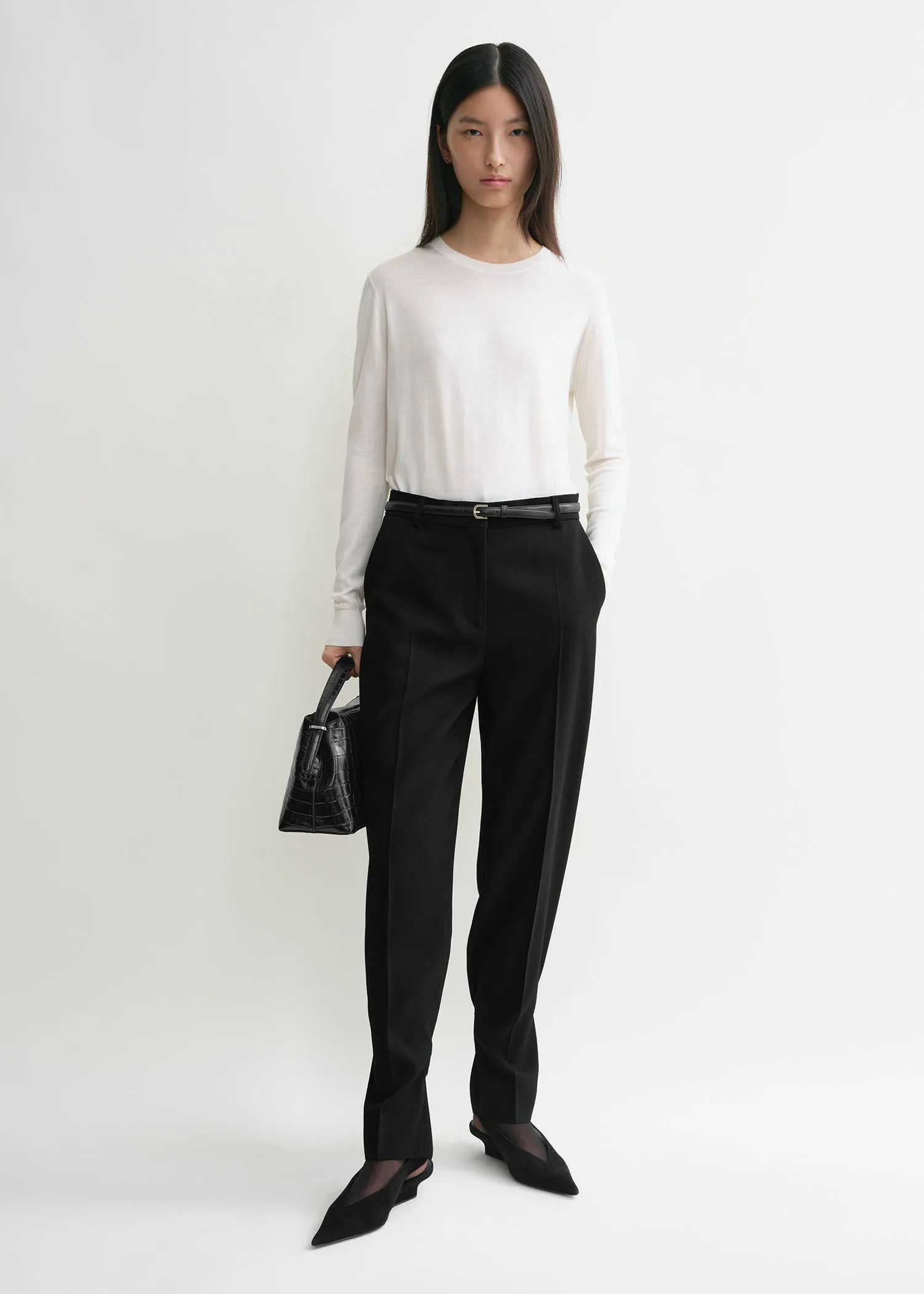 Buckled slouch trousers black