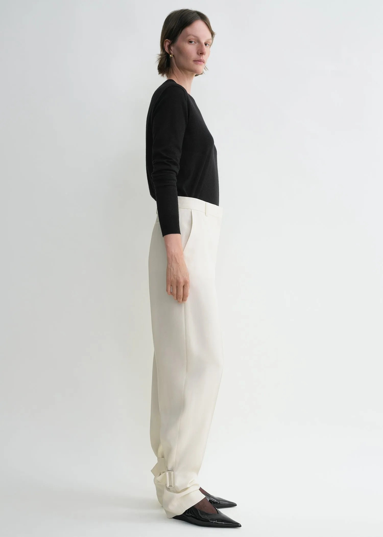 Buckled slouch trousers ecru