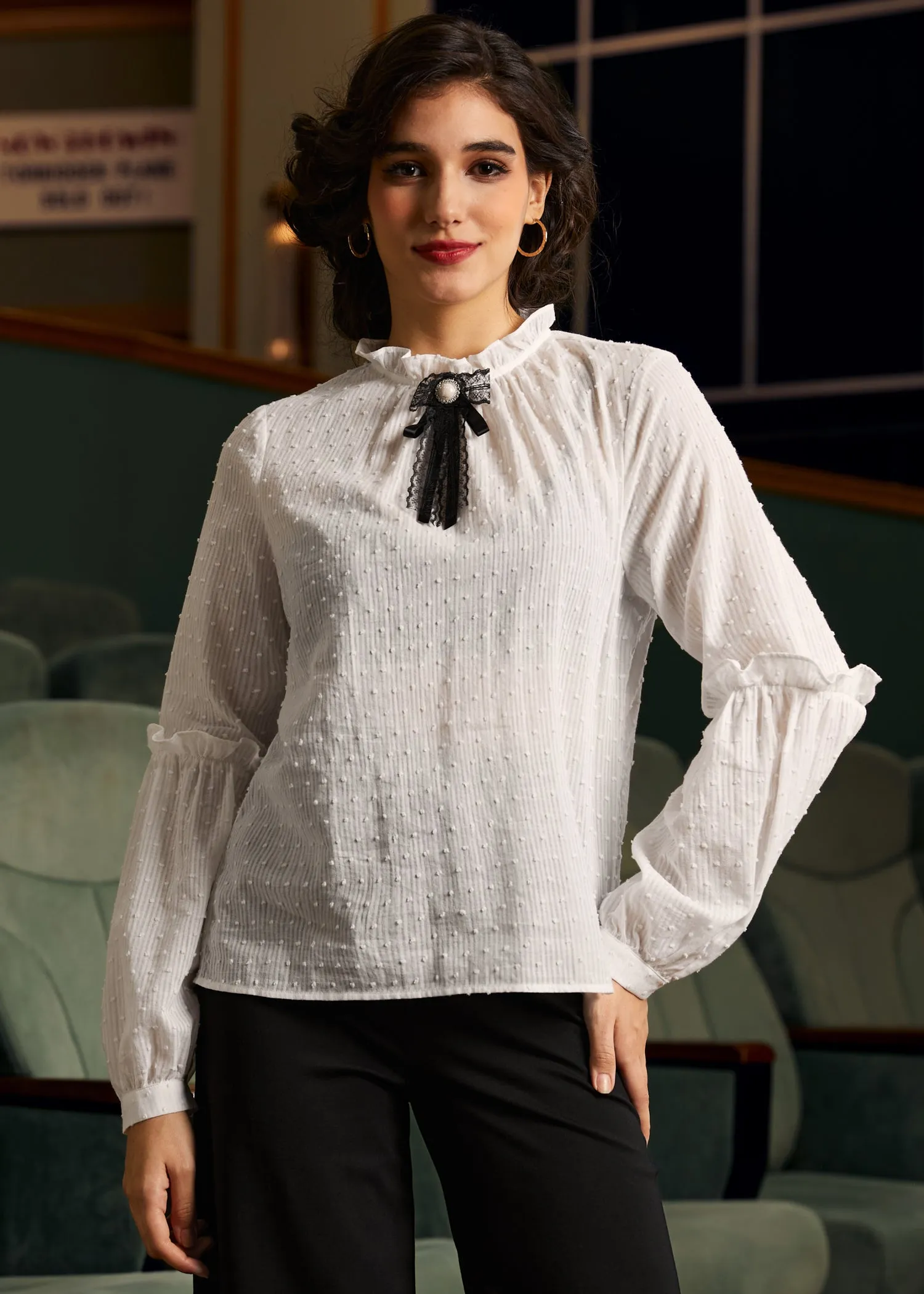 Bygone Beauty Balloon Sleeve Blouse