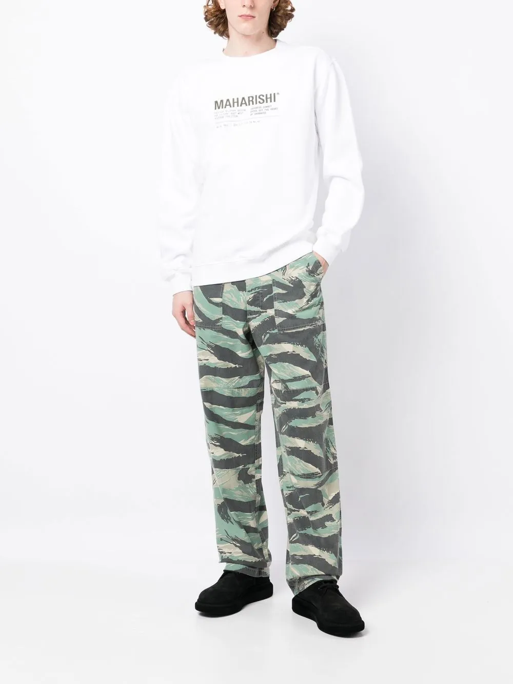 Camouflage-Print Straight-Leg Trousers