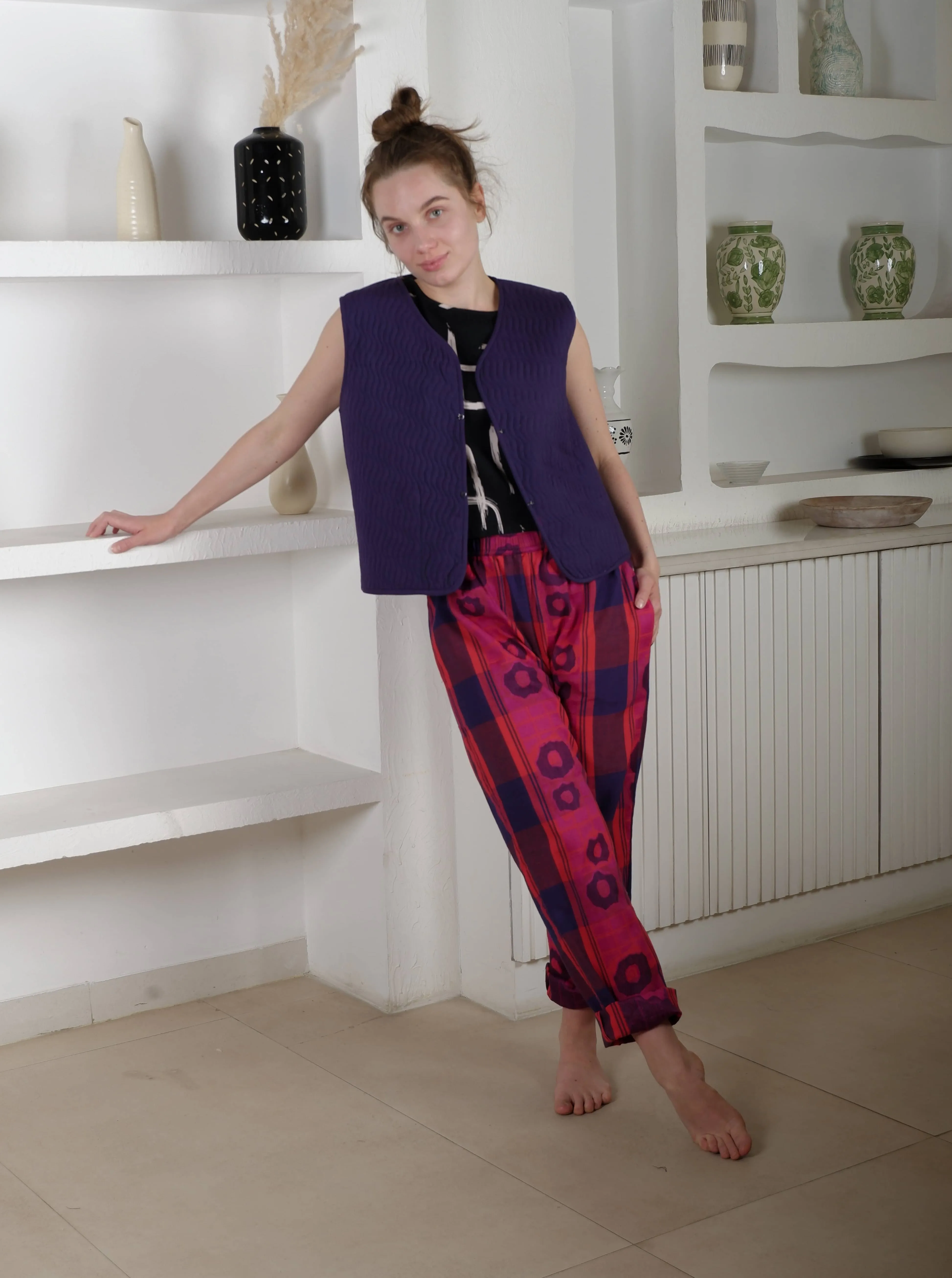 Check Jacquard Trousers by Wild Clouds