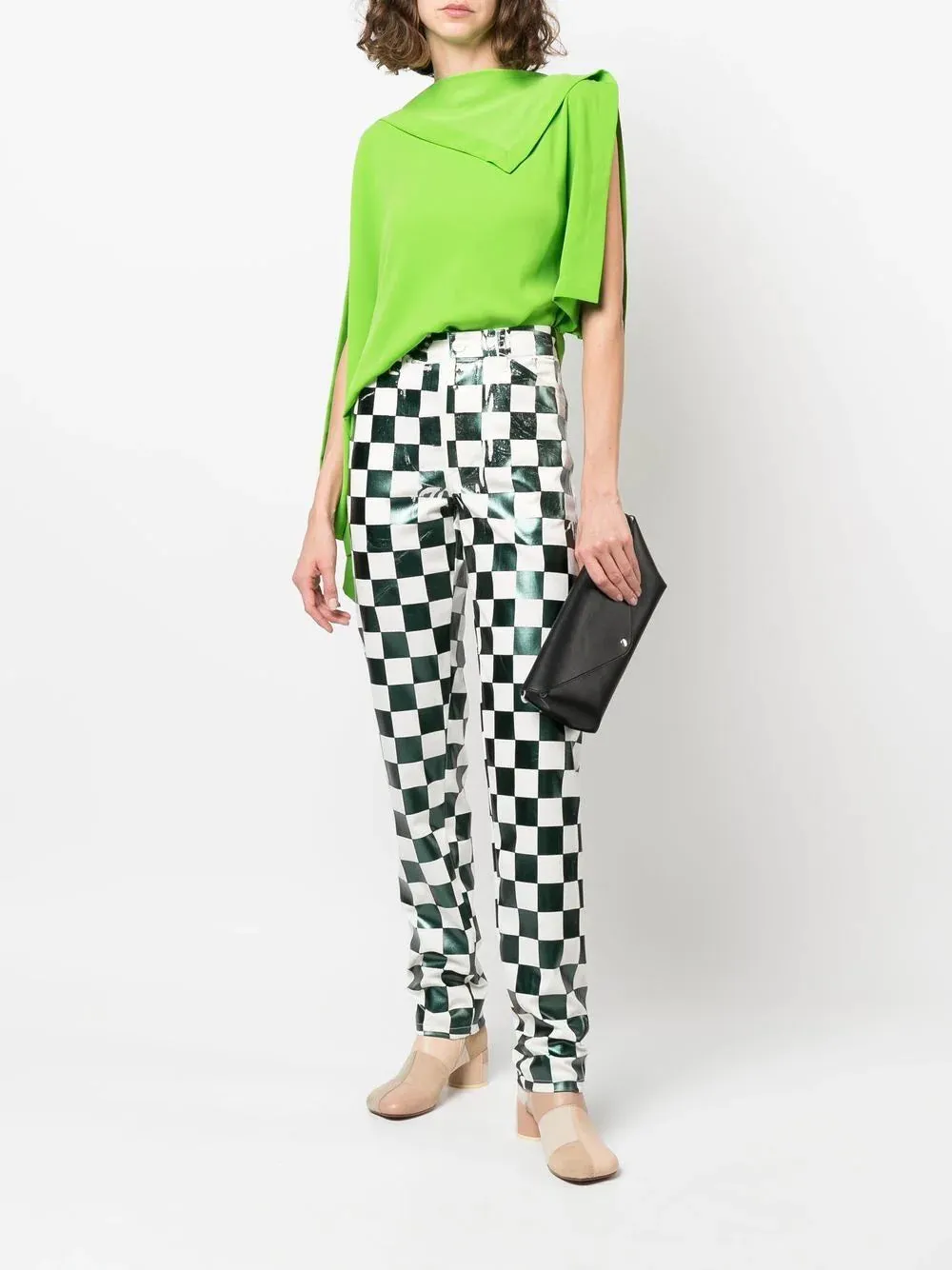 CHECKERBOARD PRINT TROUSERS