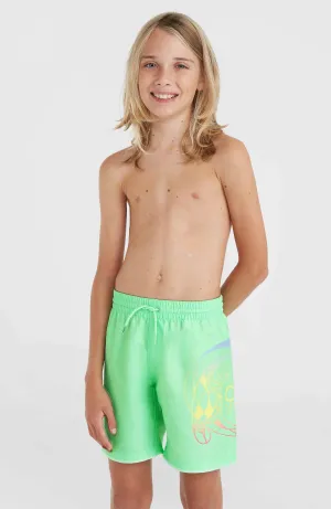 Circle Surfer 14\" Swim Shorts | Neon Green Circle Surfer Gradient Panel"