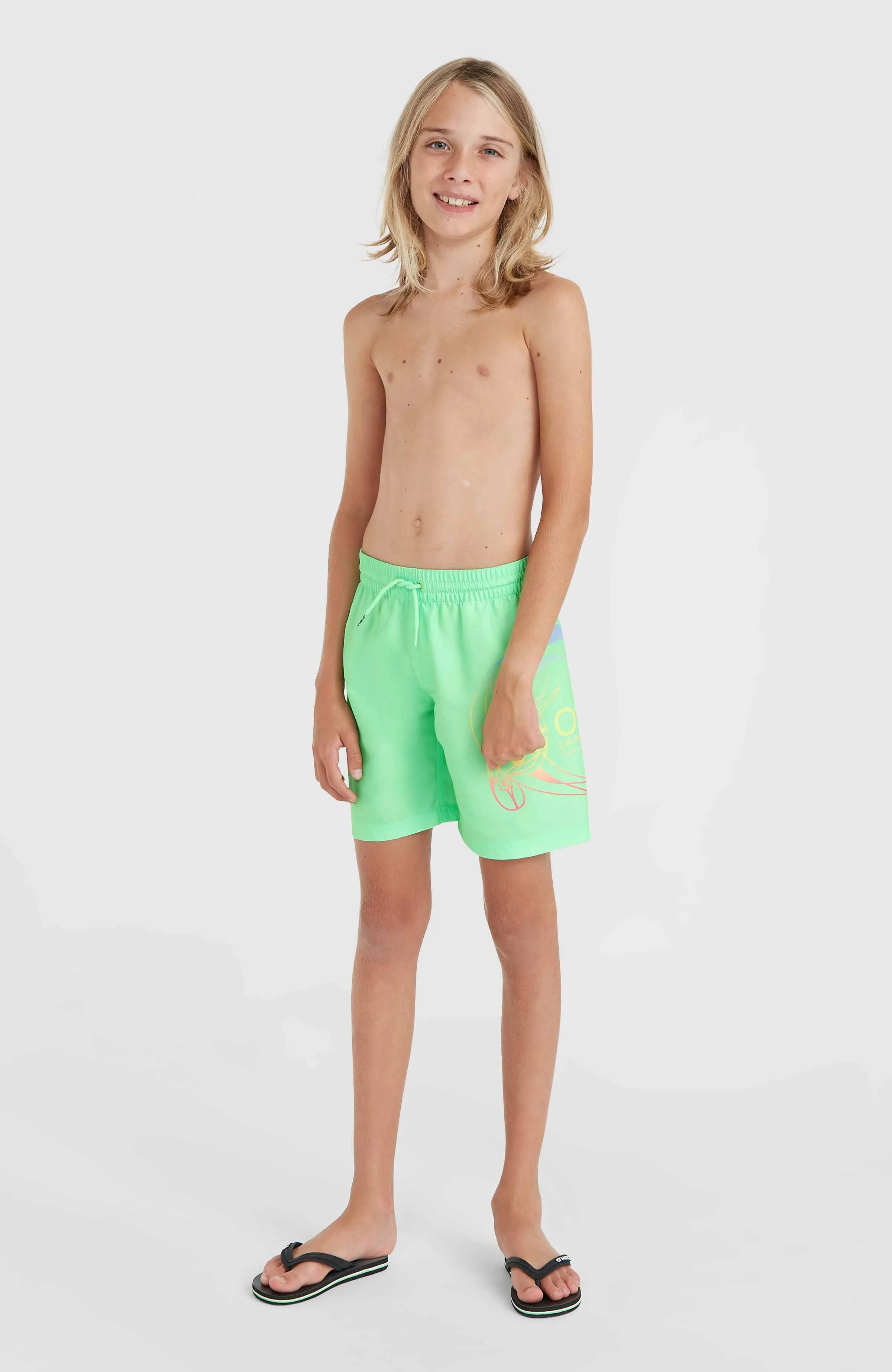 Circle Surfer 14\" Swim Shorts | Neon Green Circle Surfer Gradient Panel"