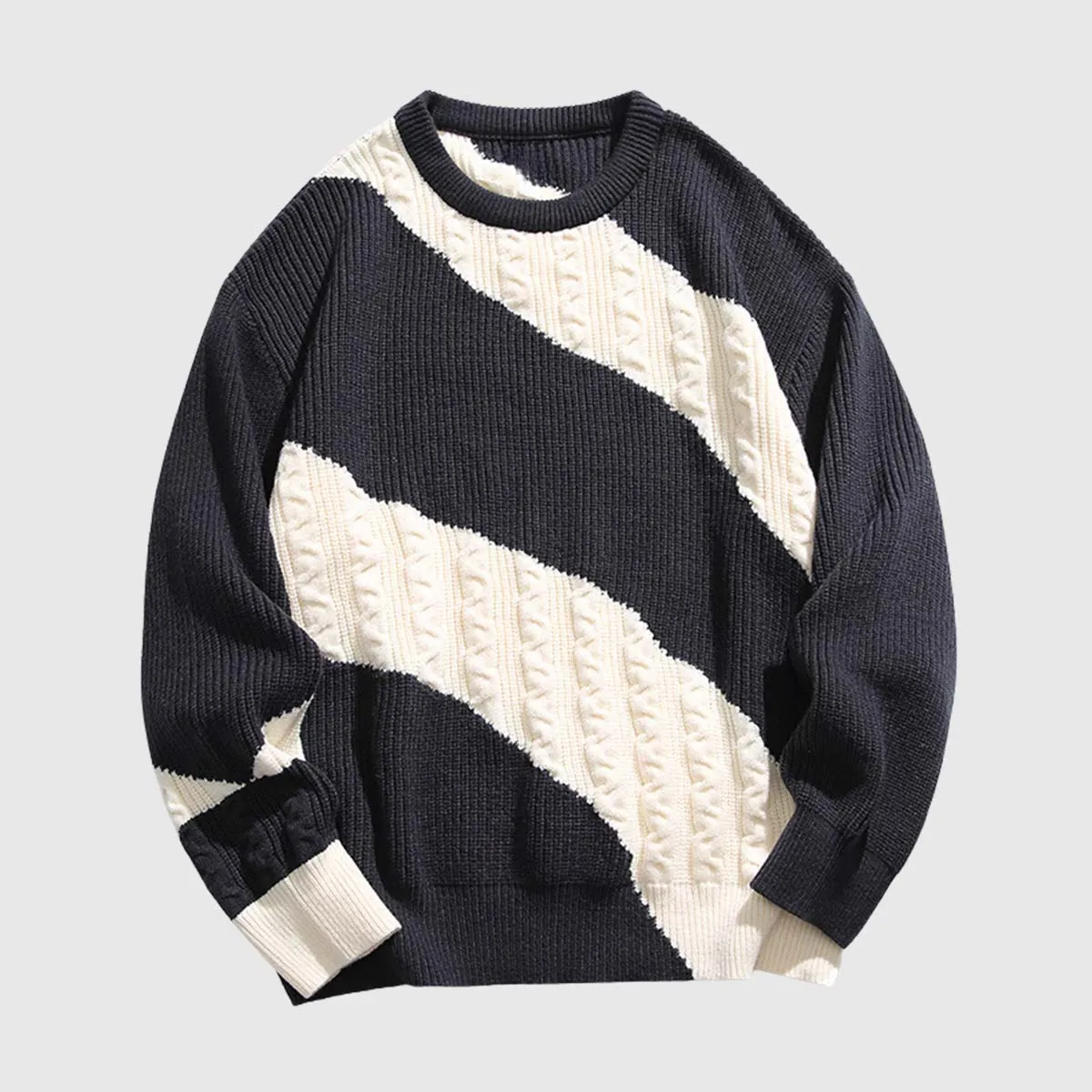 Colorblock Cable Sweater