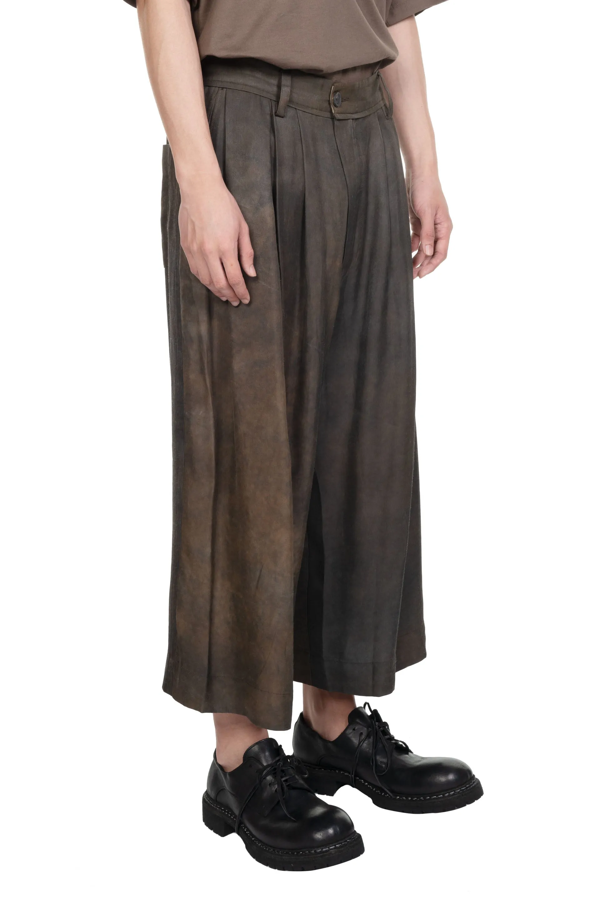 Copper Brown Pleated Extra Wide Leg Trousers