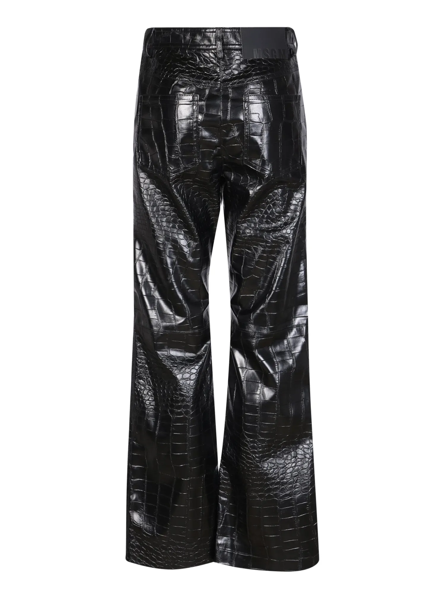 Crocodile print black trousers