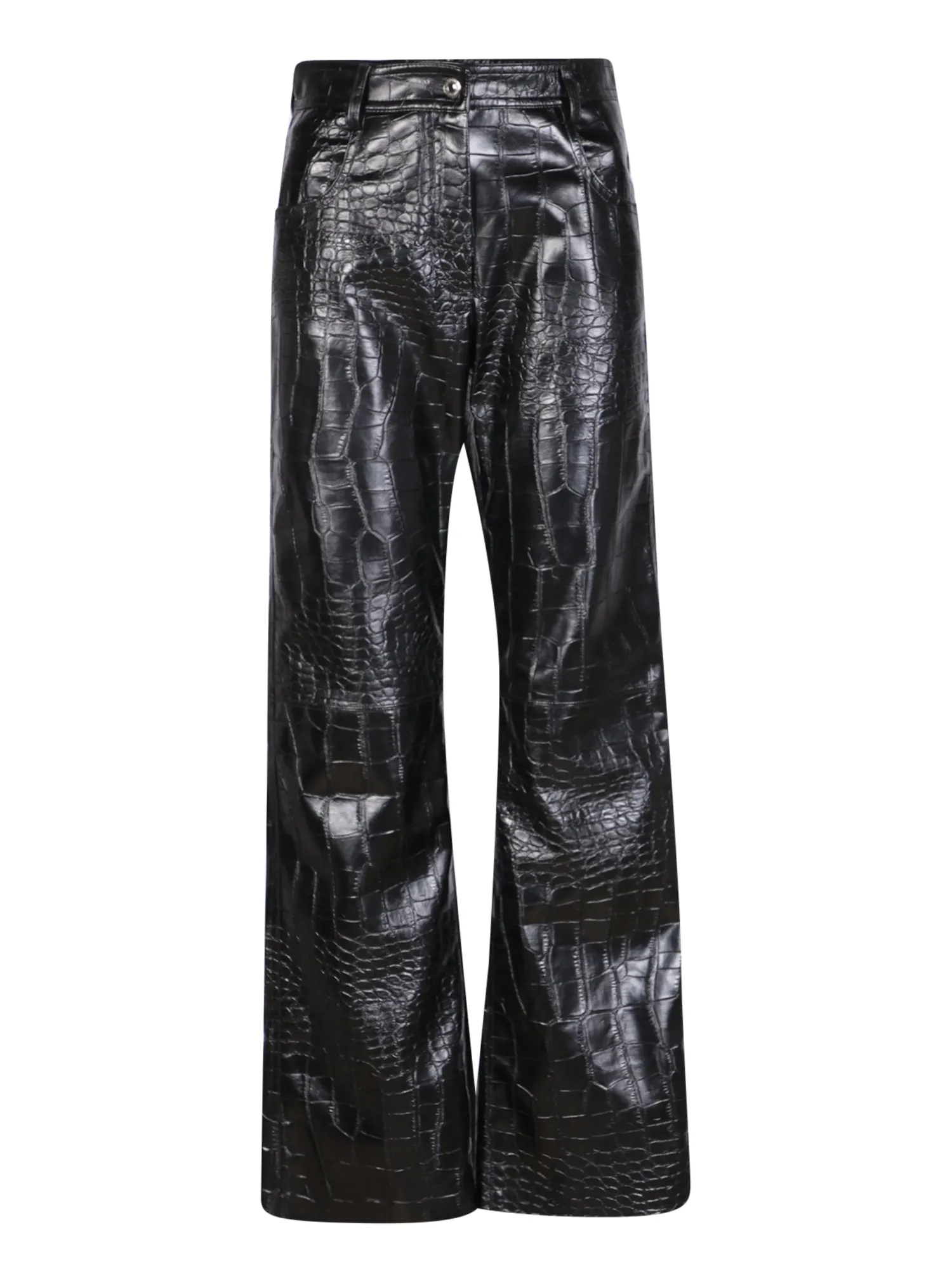 Crocodile print black trousers