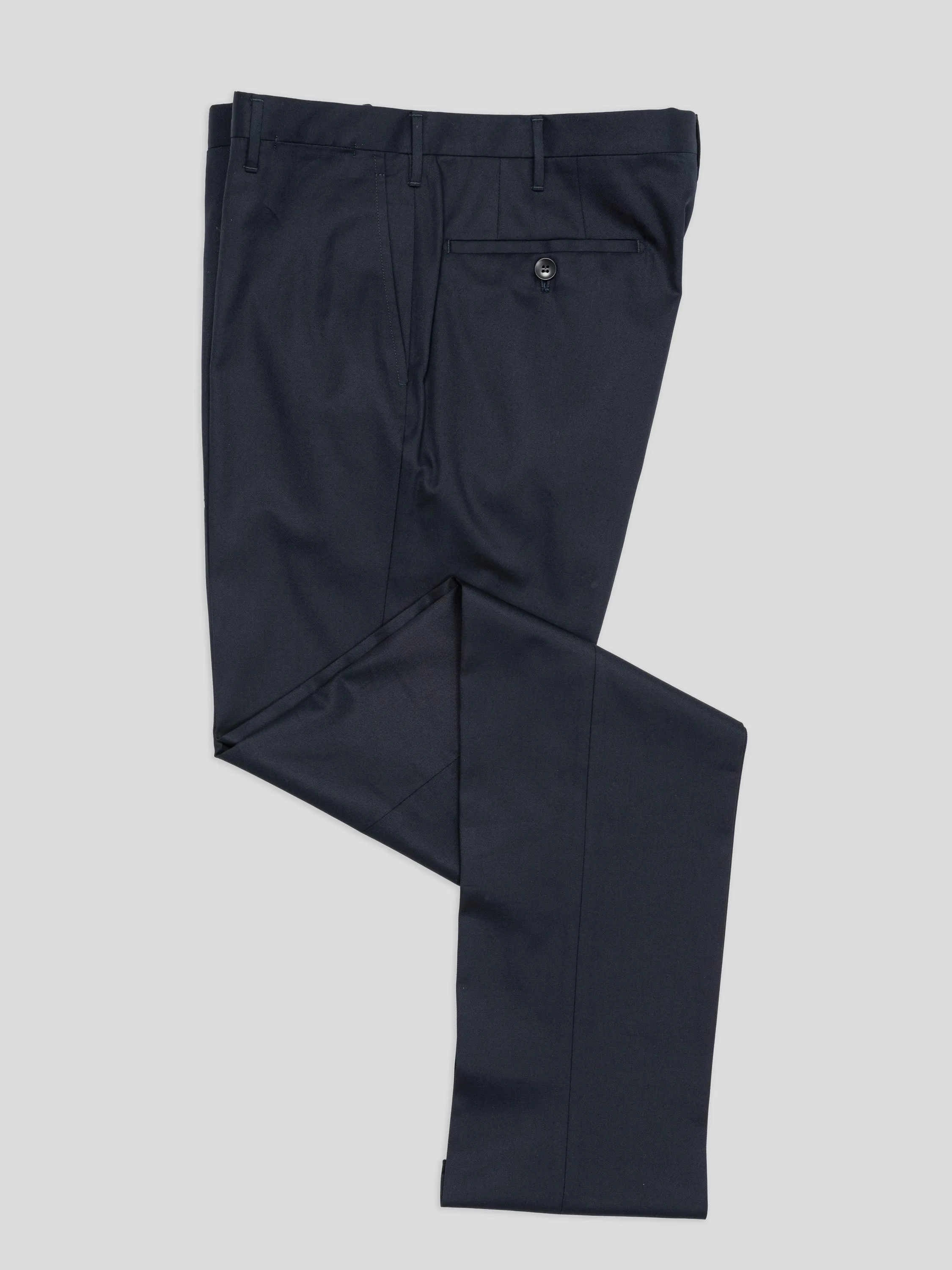 Dark blue pair of regular fit lightweight supima cotton trousers