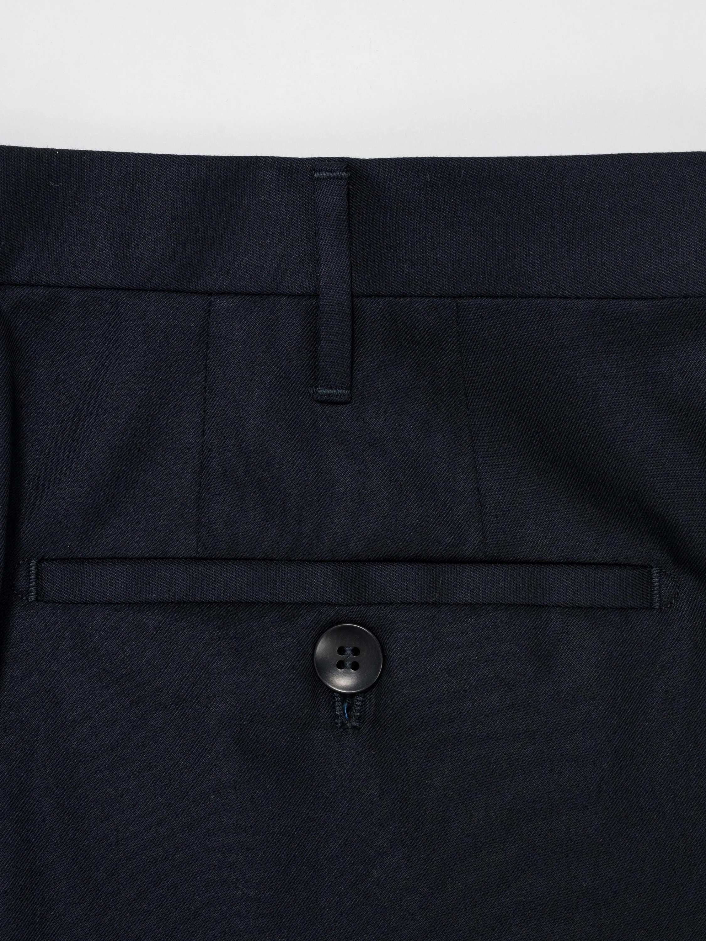 Dark blue pair of regular fit lightweight supima cotton trousers