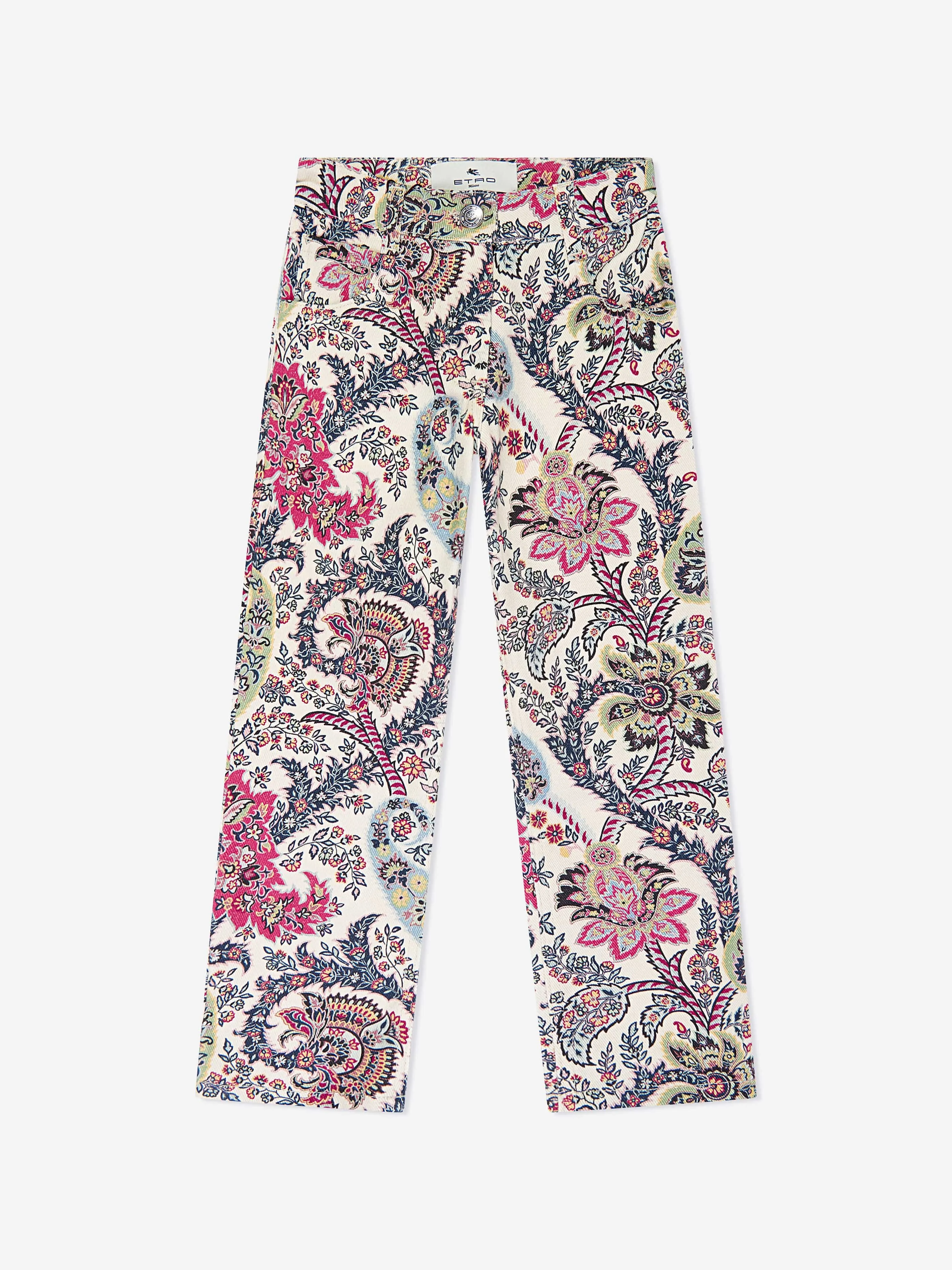 Etro Girls Paisley Print Trousers in Ivory