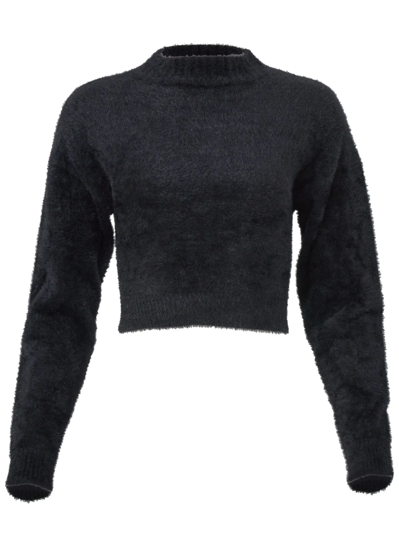 Eyelash Mock Neck Sweater - Black