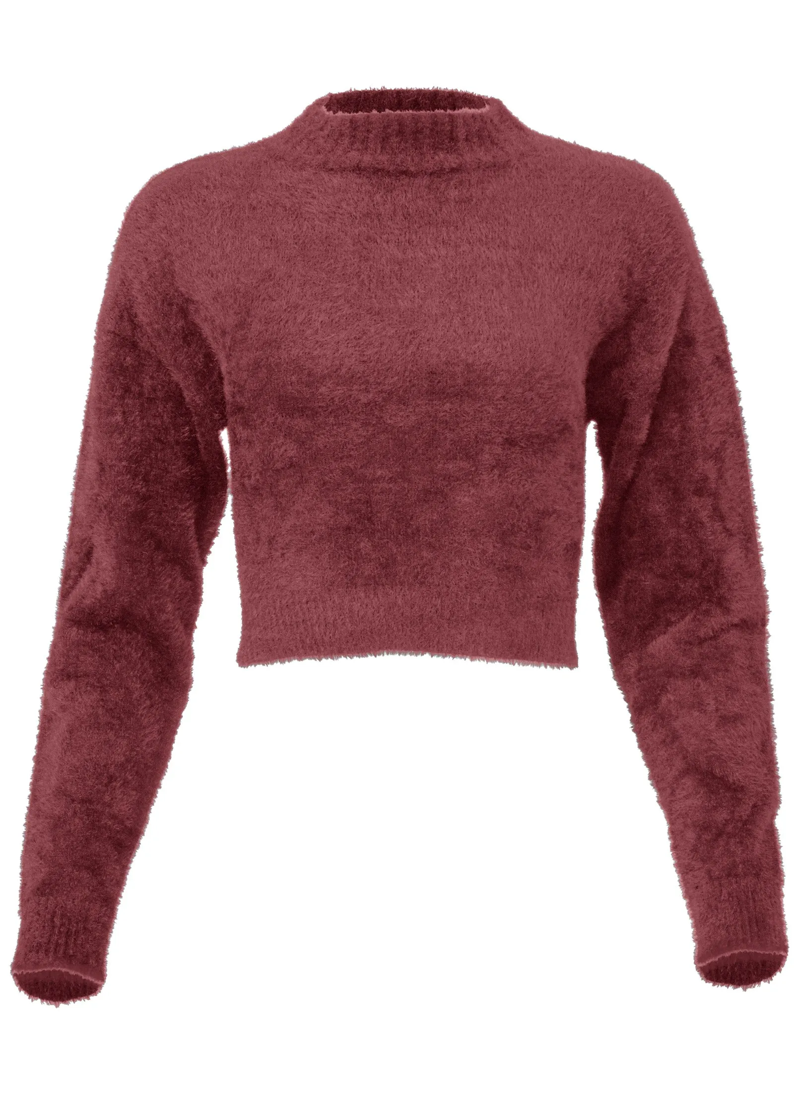 Eyelash Mock Neck Sweater - Burgundy