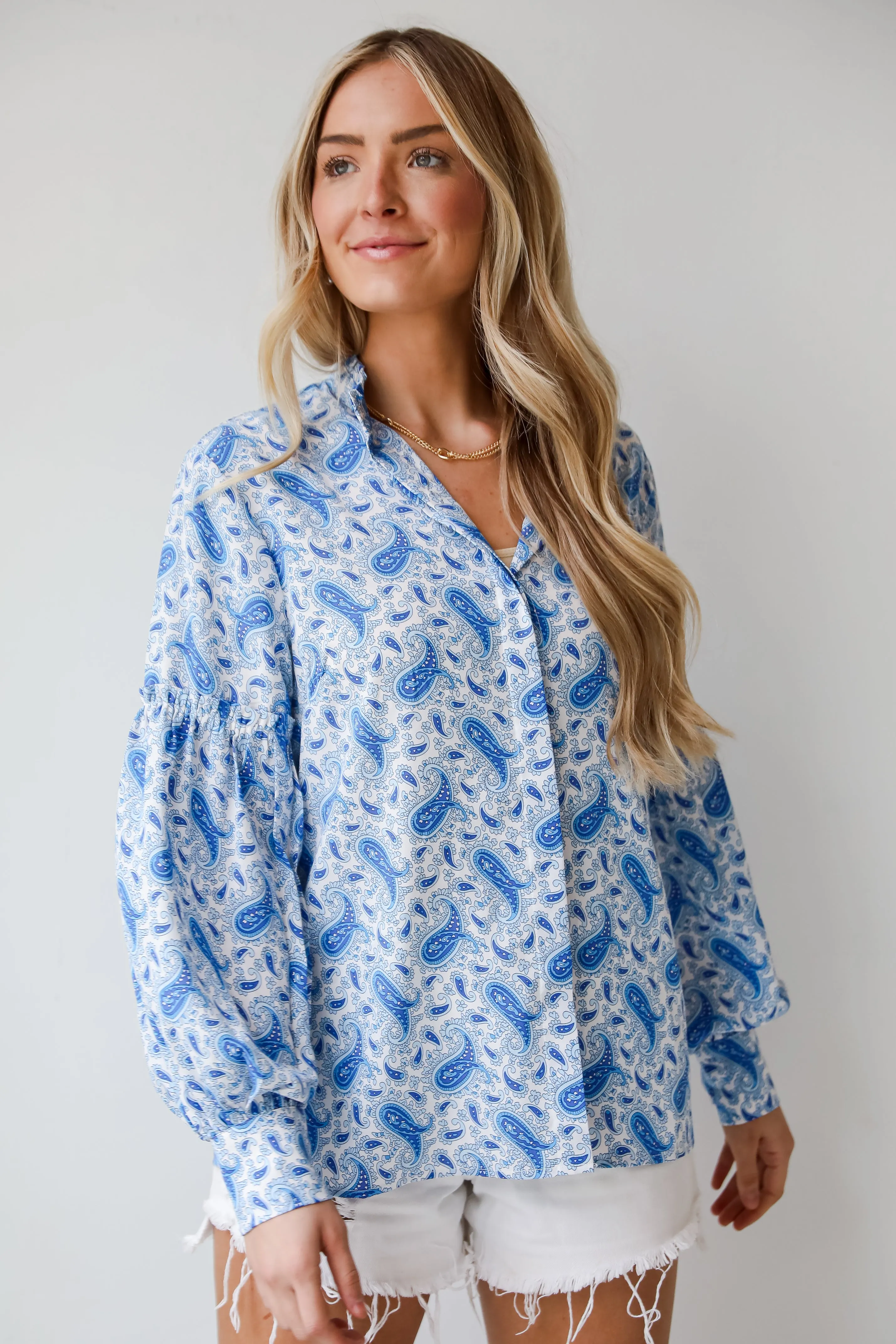 FINAL SALE - Truly Delightful Blue Paisley Blouse