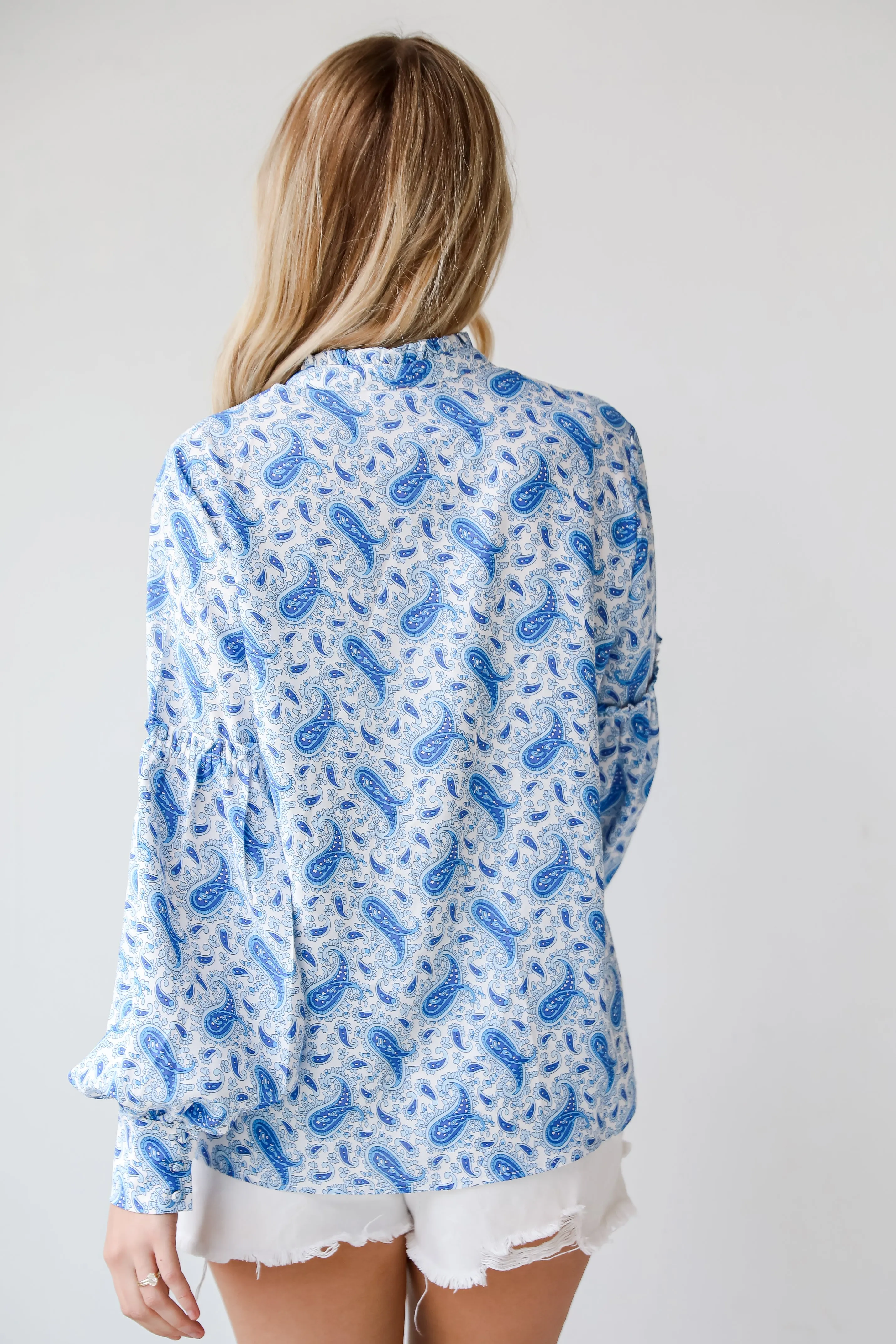 FINAL SALE - Truly Delightful Blue Paisley Blouse