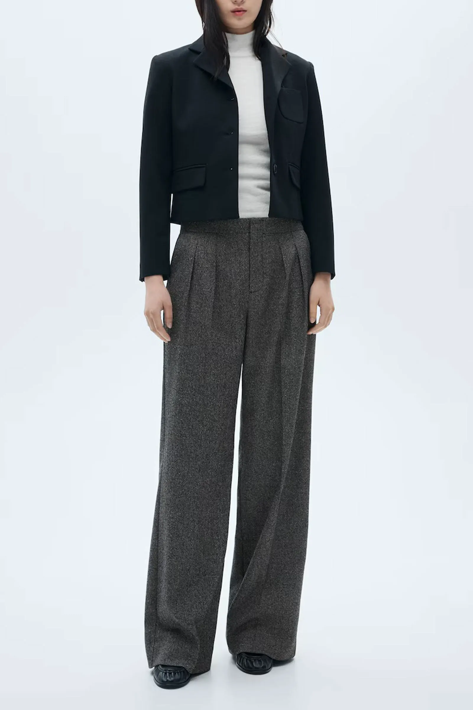 Flecked Pleated Trousers