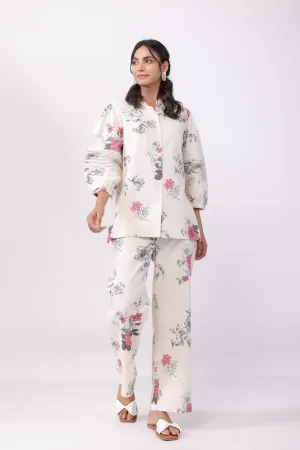 Floral Mirage Off White Cotton Co-ord Set