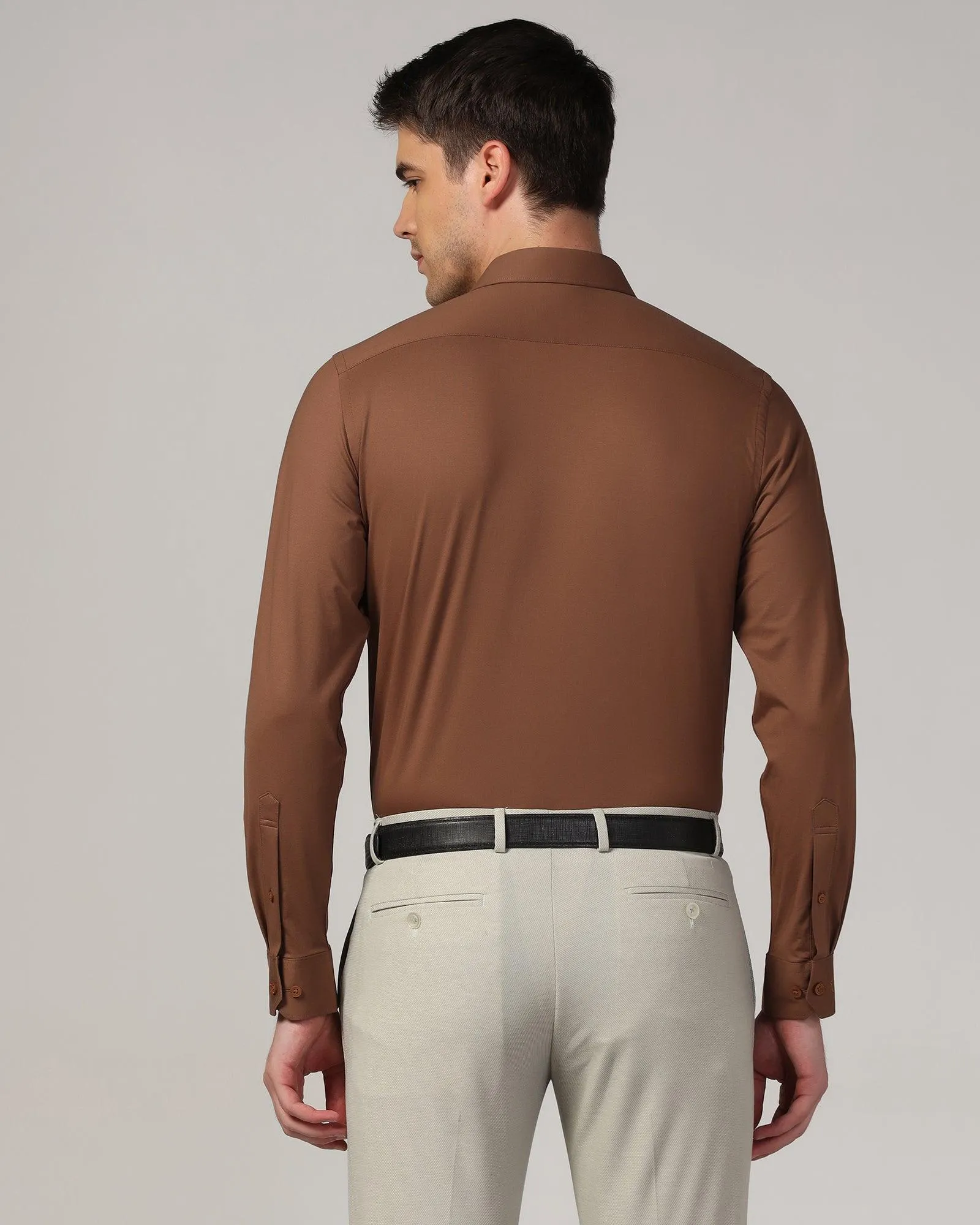 Formal Brown Solid Shirt - Sofk