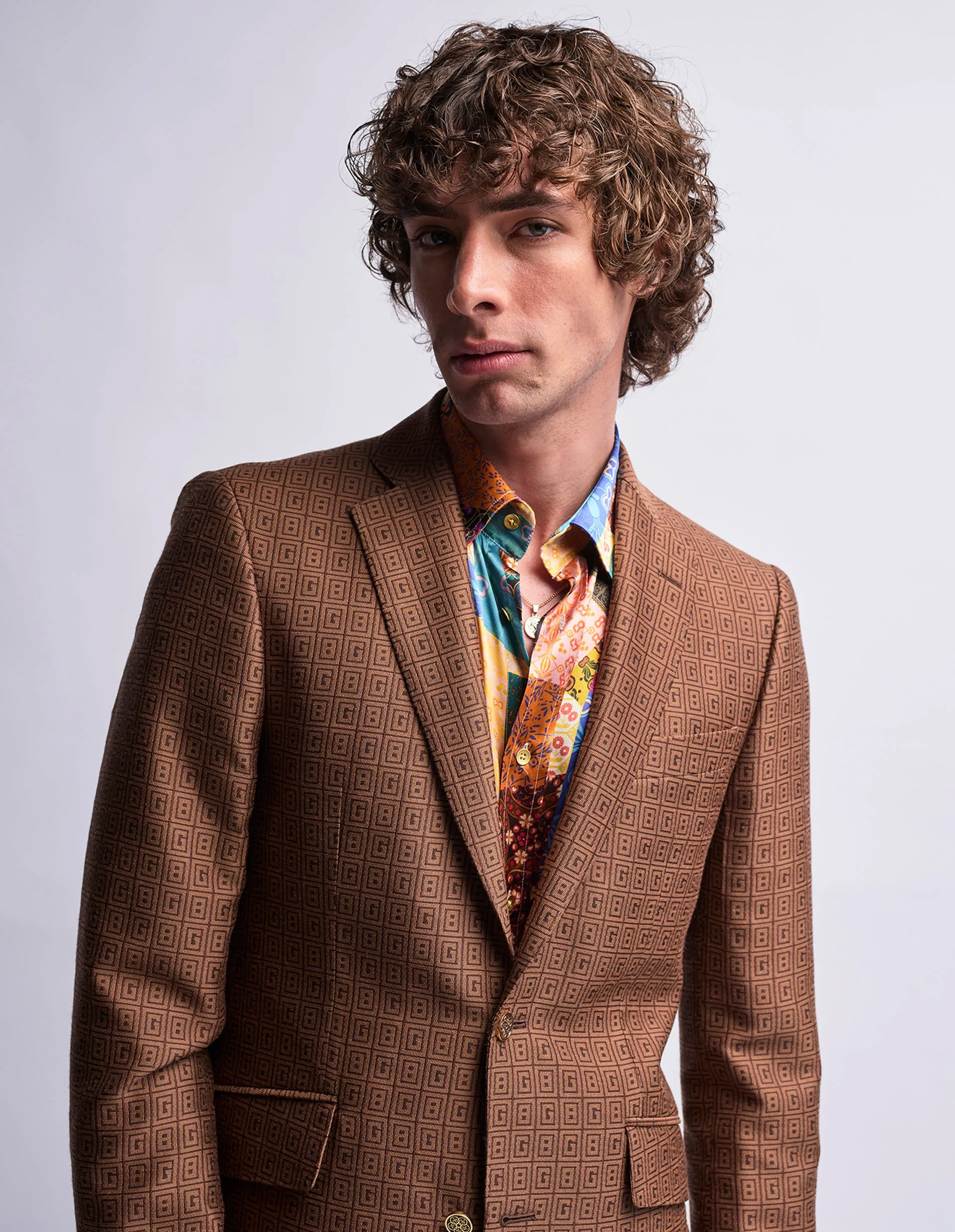 GB Monogram Jacquard 2 Piece Suit GOLD