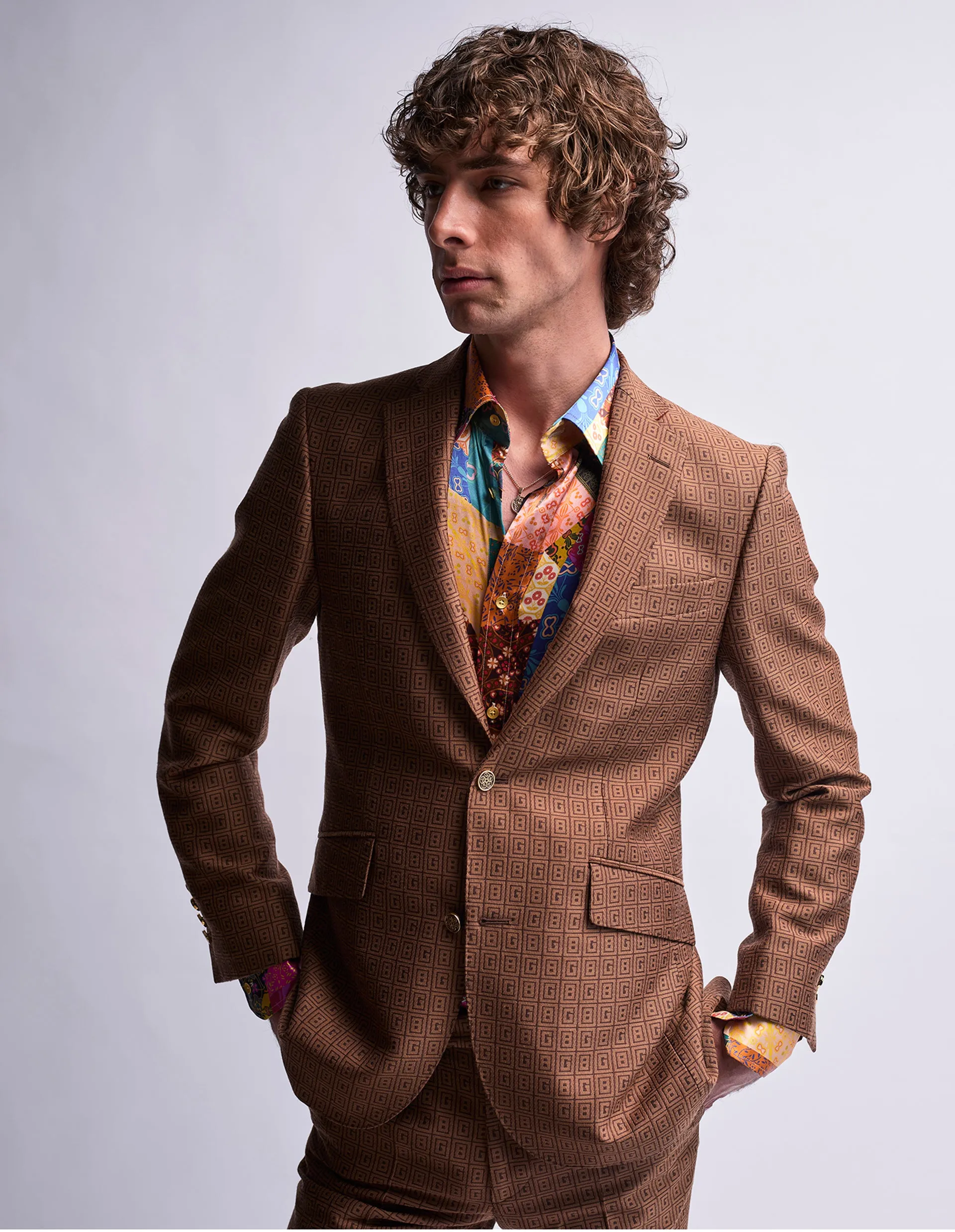 GB Monogram Jacquard 2 Piece Suit GOLD