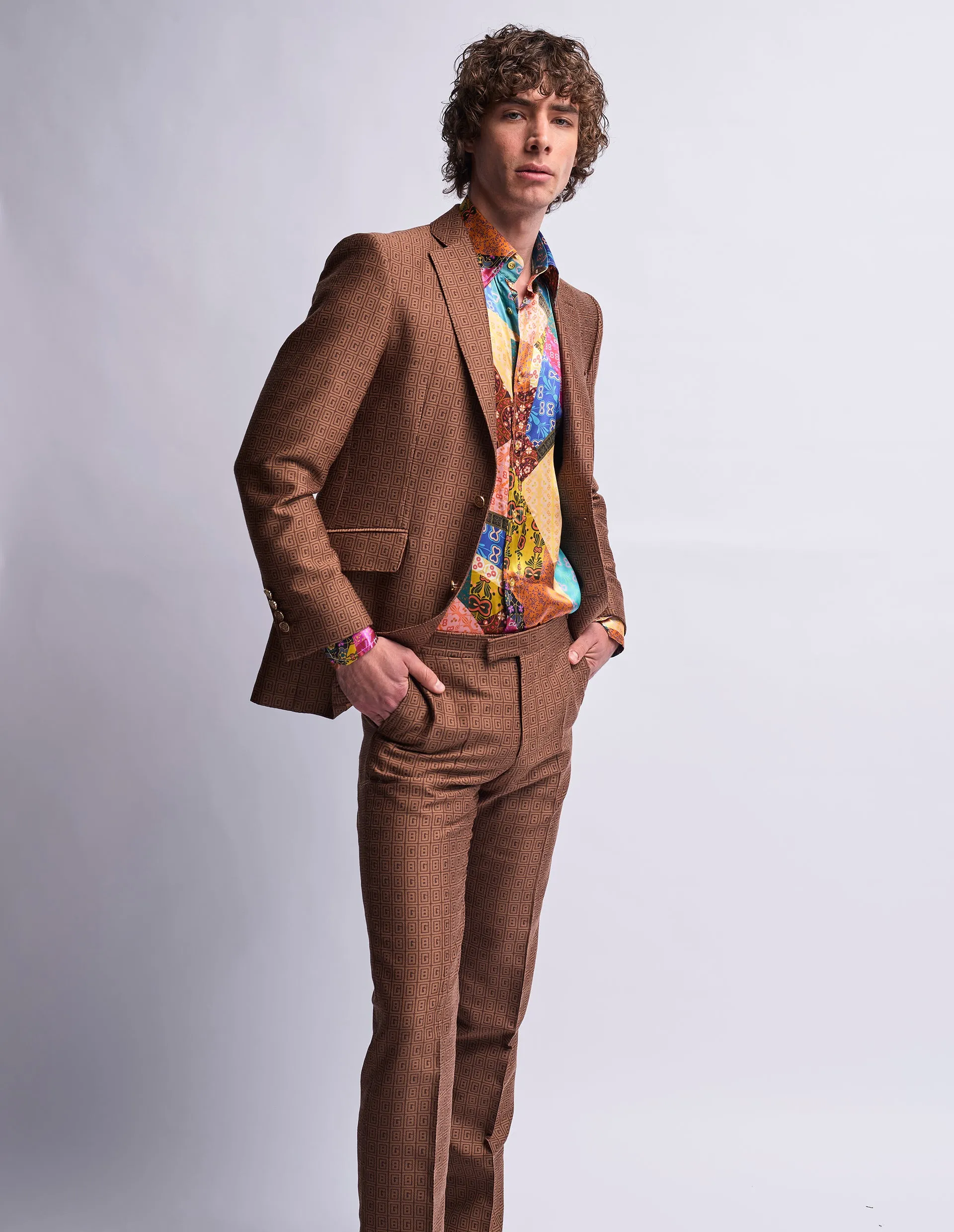 GB Monogram Jacquard 2 Piece Suit GOLD