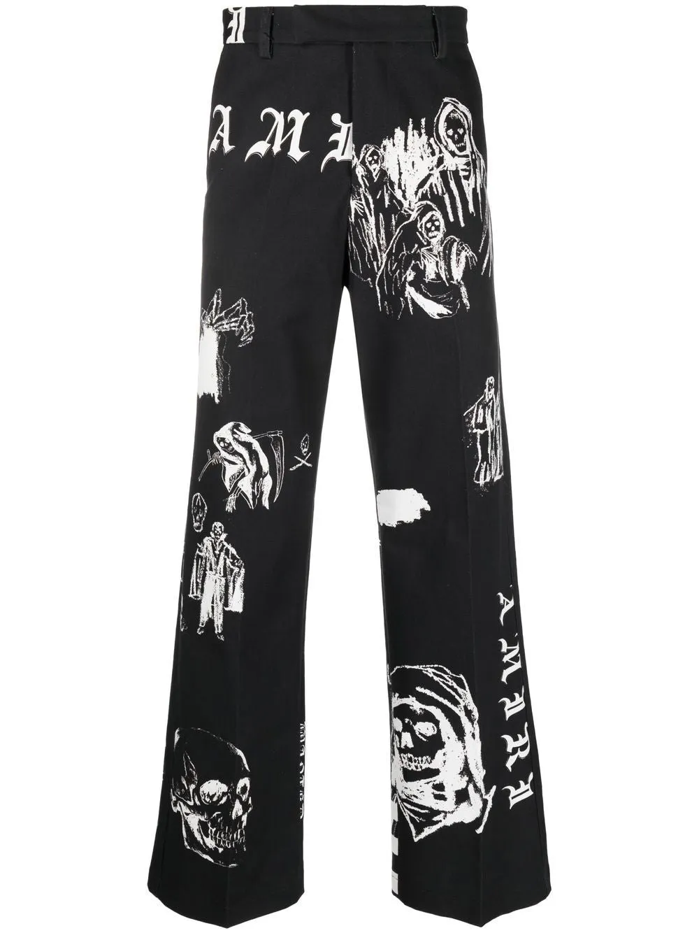 Graphic-Print Straight-Leg Trousers