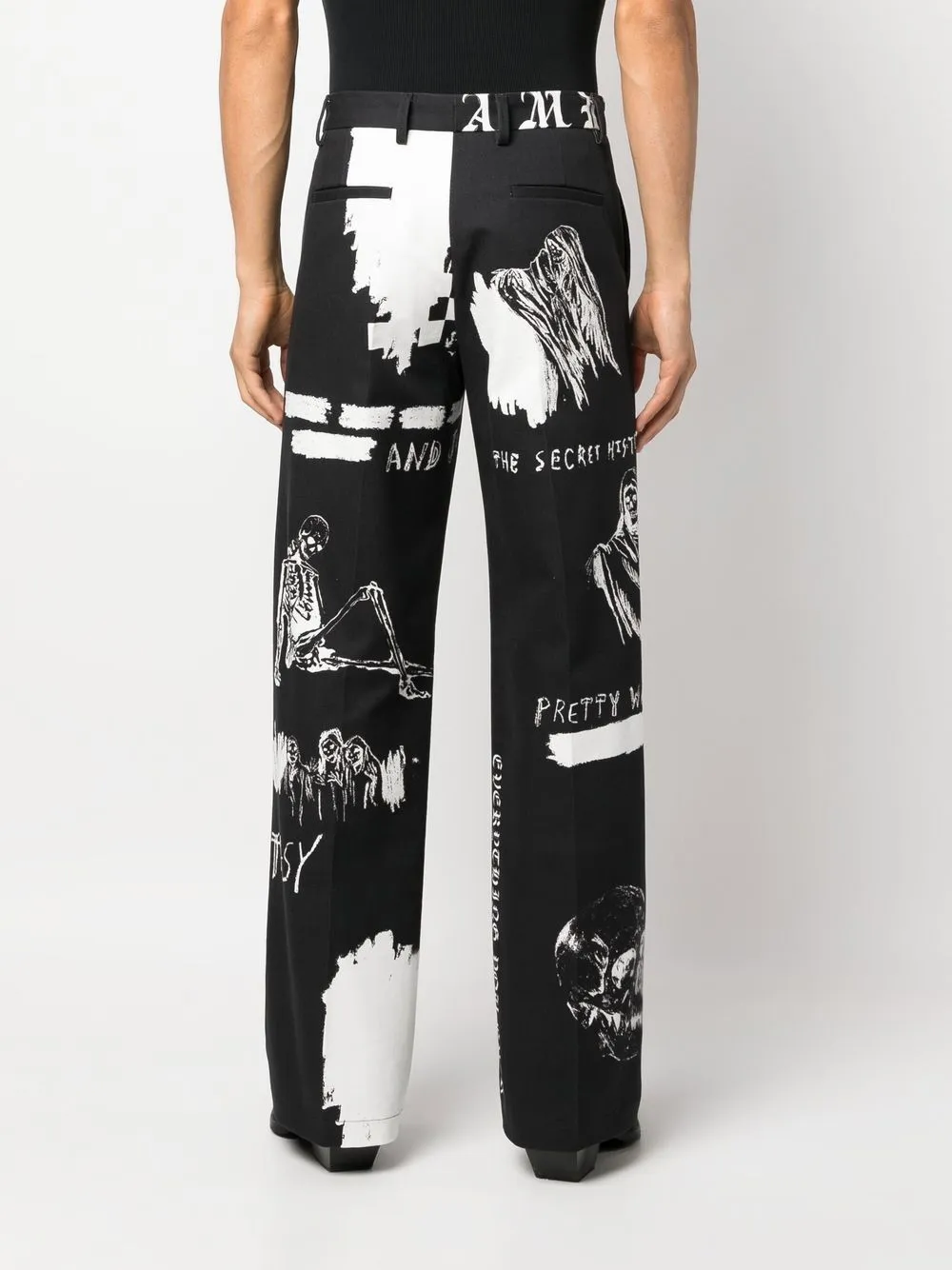 Graphic-Print Straight-Leg Trousers