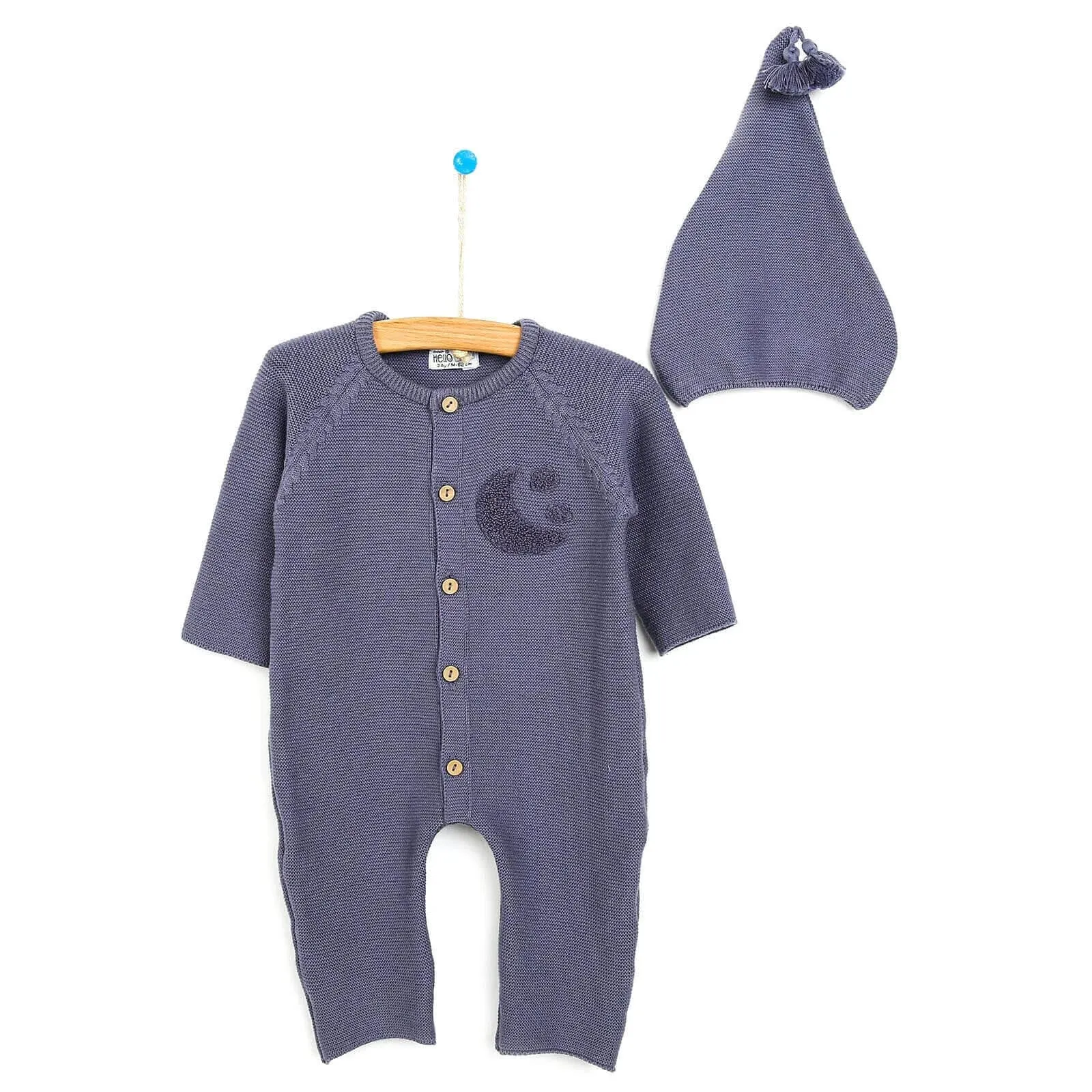 HelloBaby Newborn Knit Jumpsuit-Hat Starter Set - Dark Blue